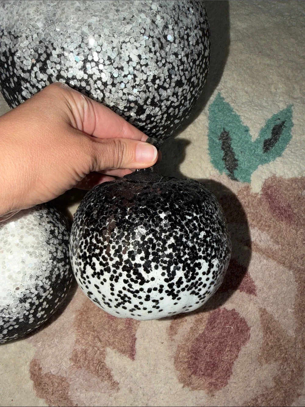 Target Black and White Sequin Decorative Styrofoam Pumpkins - Set of 3